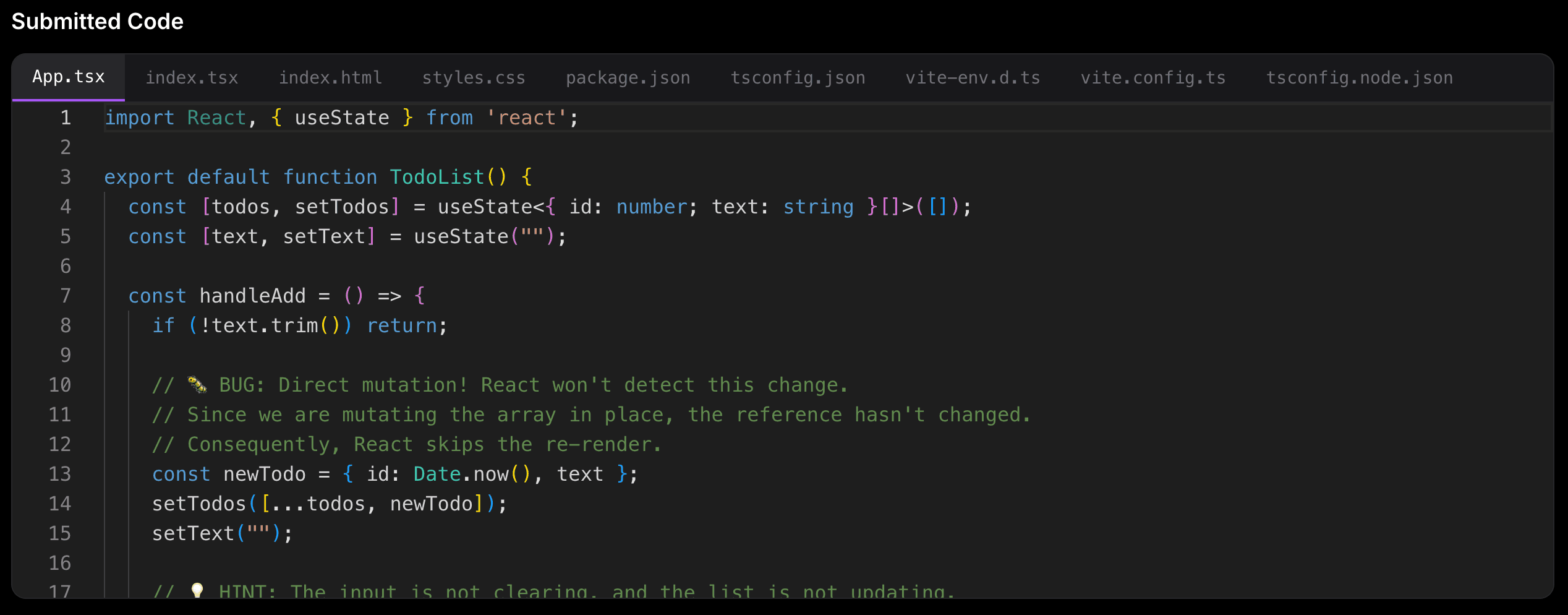 DevReel code editor with real-world scenario